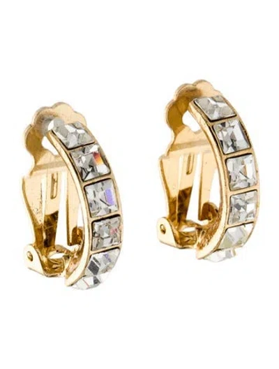 Pre-owned Talita London Crystal Clip-on Hoop Earrings In Transparent