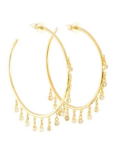 Pre-owned Talita London Crystal Hoop Earrings In Multi