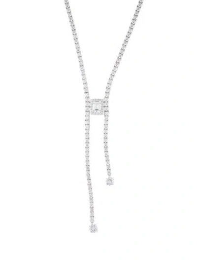 Pre-owned Talita London Crystal Lavalier Necklace, 20" In Transparent