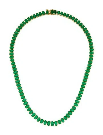 Pre-owned Talita London Crystal Oval Collar Necklace, 15.75" In Green