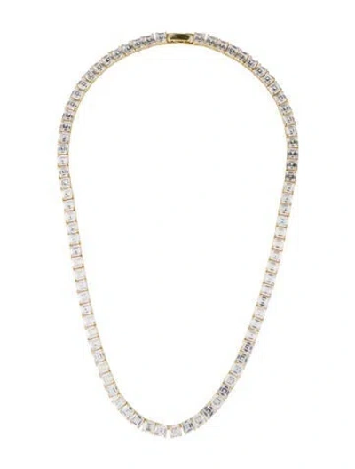 Pre-owned Talita London Crystal Square Chain Collar Necklace, 17.75" In Transparent