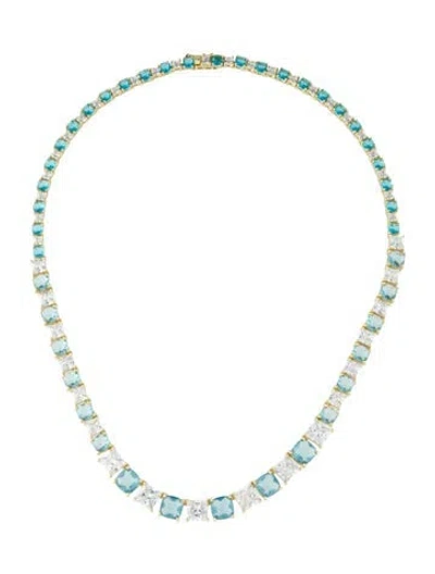 Pre-owned Talita London Cubic Zirconia Collar Necklace, 18.25" In Blue