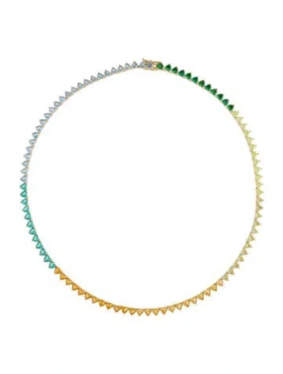 Pre-owned Talita London Cubic Zirconia, Crystal & Synthetic Spinel Collar Necklace, 17" In Multi