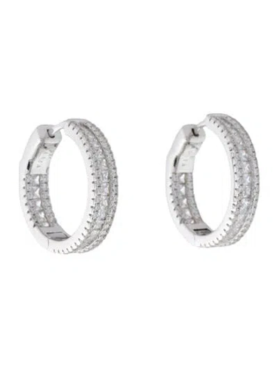 Pre-owned Talita London Cubic Zirconia Hoop Earrings In Transparent