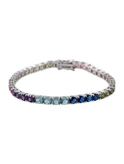Pre-owned Talita London Cubic Zirconia Link Bracelet, 7.25" In Multi