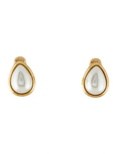 Pre-owned Talita London Faux Pearl Clip-on Earrings In White