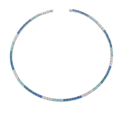 Talita London Women's Blue Inner Light Choker Silver Aqua