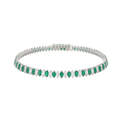 Talita London Women's Green Marquise Choker Emerald And White