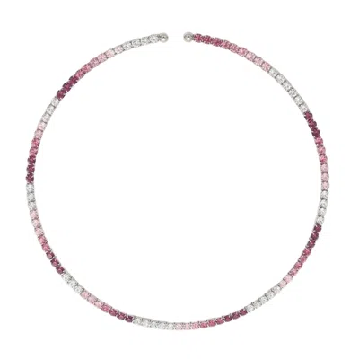 Talita London Women's Pink Inner Light Choker Silver Rose In Multi