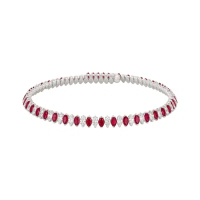 Talita London Women's Red Marquise Choker Ruby And White