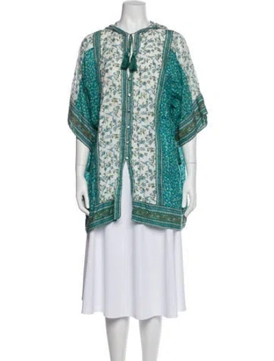 Pre-owned Talitha Floral Print Tie Neck Blouse In Blue