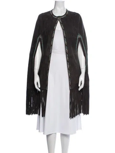 Pre-owned Talitha Leather Patterned Cape In Black