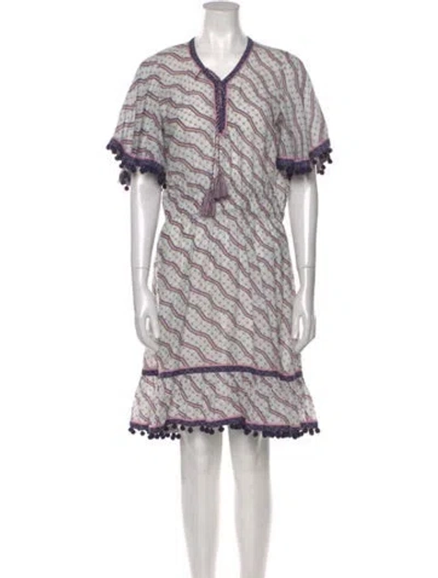 Pre-owned Talitha Printed Knee-length Dress In Purple