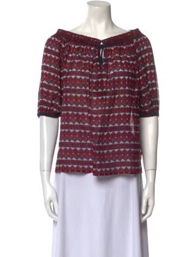Pre-owned Talitha Printed V-neck Blouse In Multi