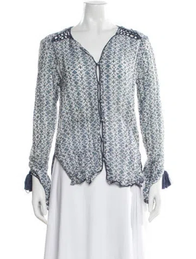 Pre-owned Talitha Silk Floral Print Blouse In Blue