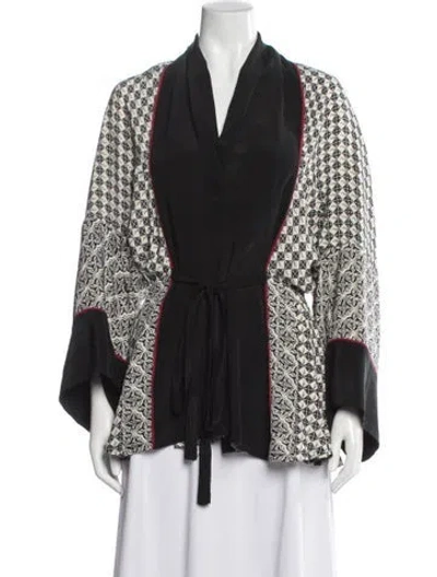 Pre-owned Talitha Silk Plaid Print Jacket In White