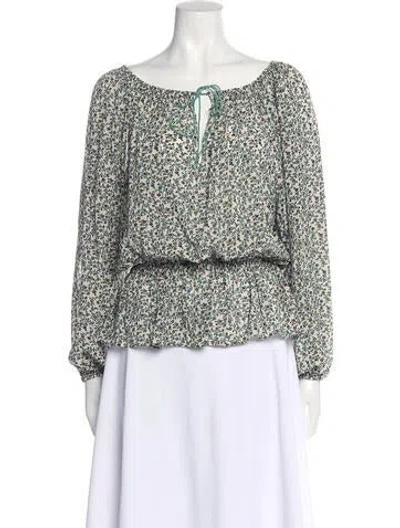 Pre-owned Talitha Silk Printed Blouse In White