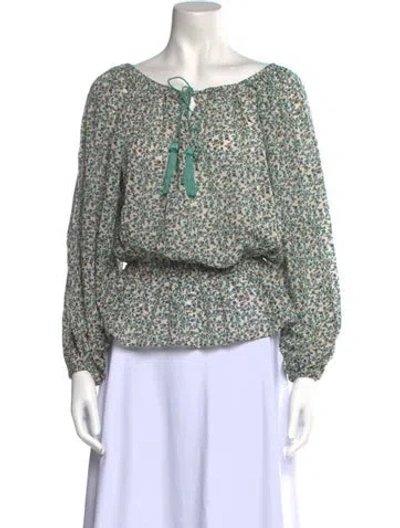 Pre-owned Talitha Silk Printed Blouse In White