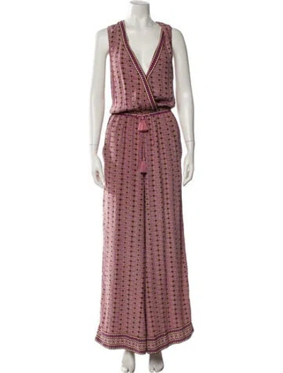 Pre-owned Talitha Silk Printed Jumpsuit In Pink
