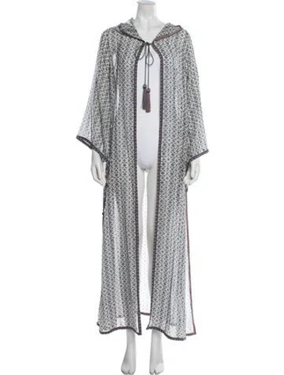 Pre-owned Talitha Silk Printed Robe In Blue