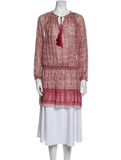 Pre-owned Talitha Silk Printed Tunic In Red