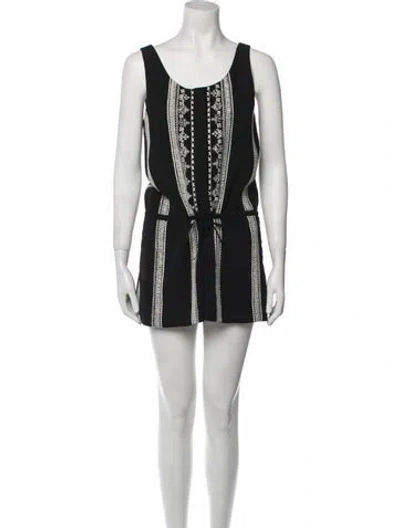 Pre-owned Talitha Striped Scoop Neck Romper In Black