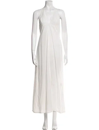Pre-owned Talitha V-neck Long Dress In Neutral
