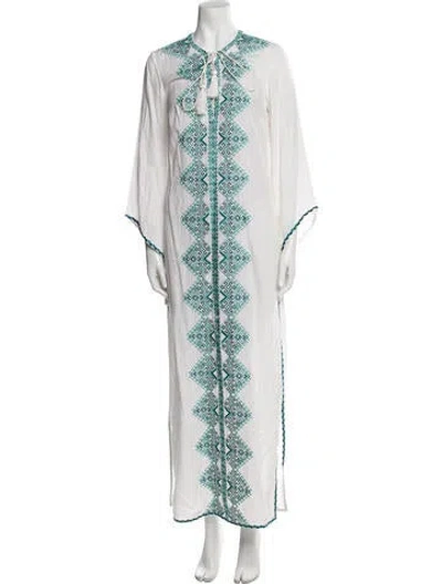 Pre-owned Talitha V-neck Long Dress In White