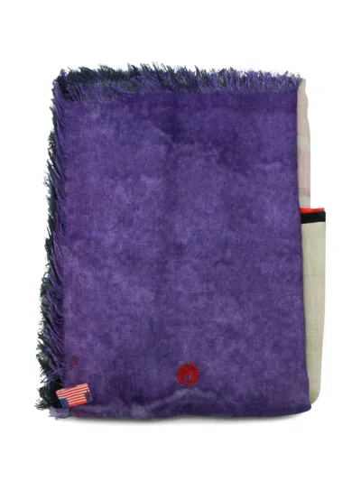 Talking Walls Abstract-print Frayed Scarf In Purple