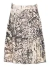 Talking Walls Corduroy Printed Midi Skirt In Multi