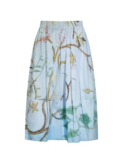 Talking Walls Floral-print Midi Skirt In Blue