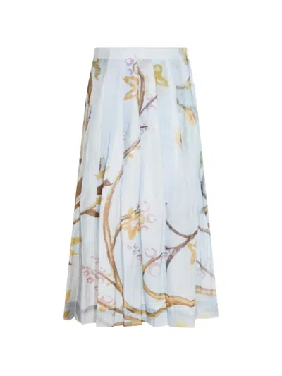 Talking Walls Floral-print Pleated Skirt In White