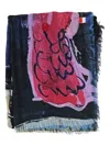 Talking Walls Fringed Scarf In Blue