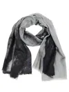 Talking Walls Gradient Wool Scarf With Ornamental Patterns In Black