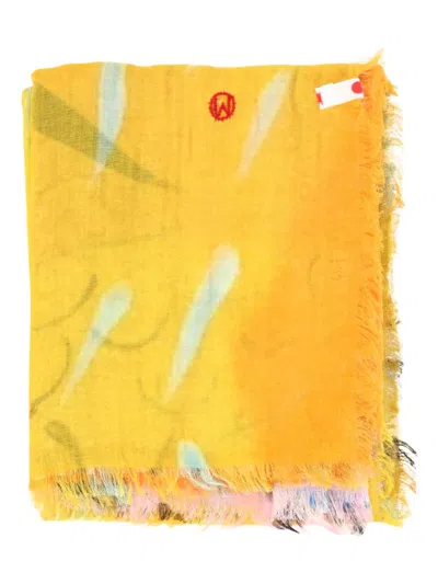 Talking Walls Graphic-print Scarf In Yellow
