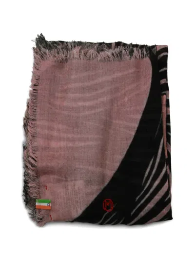 Talking Walls Graphic-print Frayed Scarf In Pink