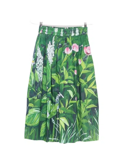 Talking Walls Juju Liane Floral Midi Skirt In Green