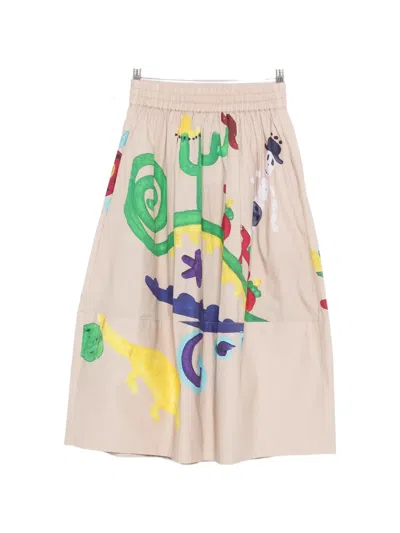 Talking Walls Juju Mezcal Graphic-print Midi Skirt In Multi