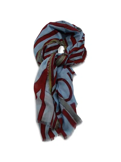 Talking Walls Pop Corn Silk Printed Scarf In Blue