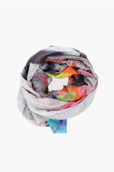 Talking Walls Printed Silk Blend Rocket Heart Foulard In Multi