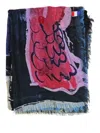 Talking Walls Fringed Scarf In Blue