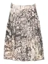 Talking Walls Corduroy Printed Midi Skirt In Multi