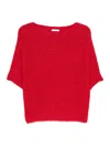 Talking Walls Short-sleeve Knitted Top In Red