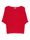 Talking Walls Short-sleeve Knitted Top In Red