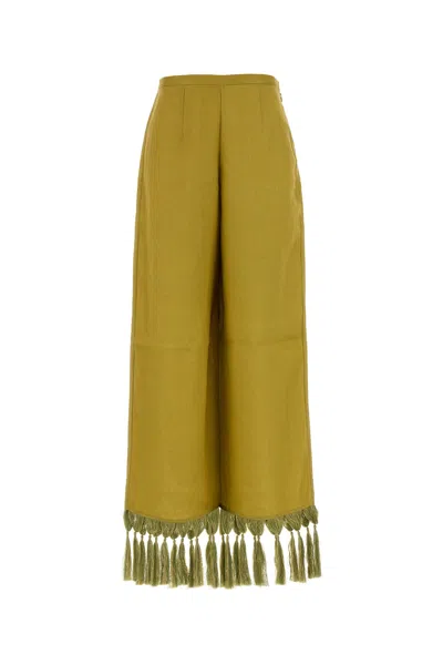 Taller Marmo Acid Green Linen Marlino Wide-leg Pant