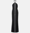 Taller Marmo Acropoli Swarovski Crystal-embellished Crepe Halterneck Gown In Blue