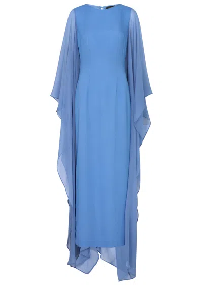 Taller Marmo Adriatica Draped Crepe De Chine Gown In Blue