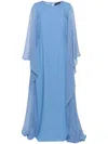 Taller Marmo Adriatica Draped Crepe De Chine Gown In Blue