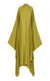 Taller Marmo Aga Cold Shoulder Satin Kaftan In Green