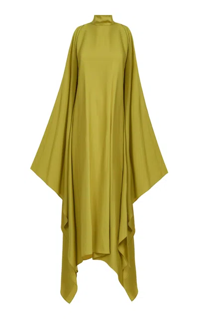 Taller Marmo Aga Cold Shoulder Satin Kaftan In Green